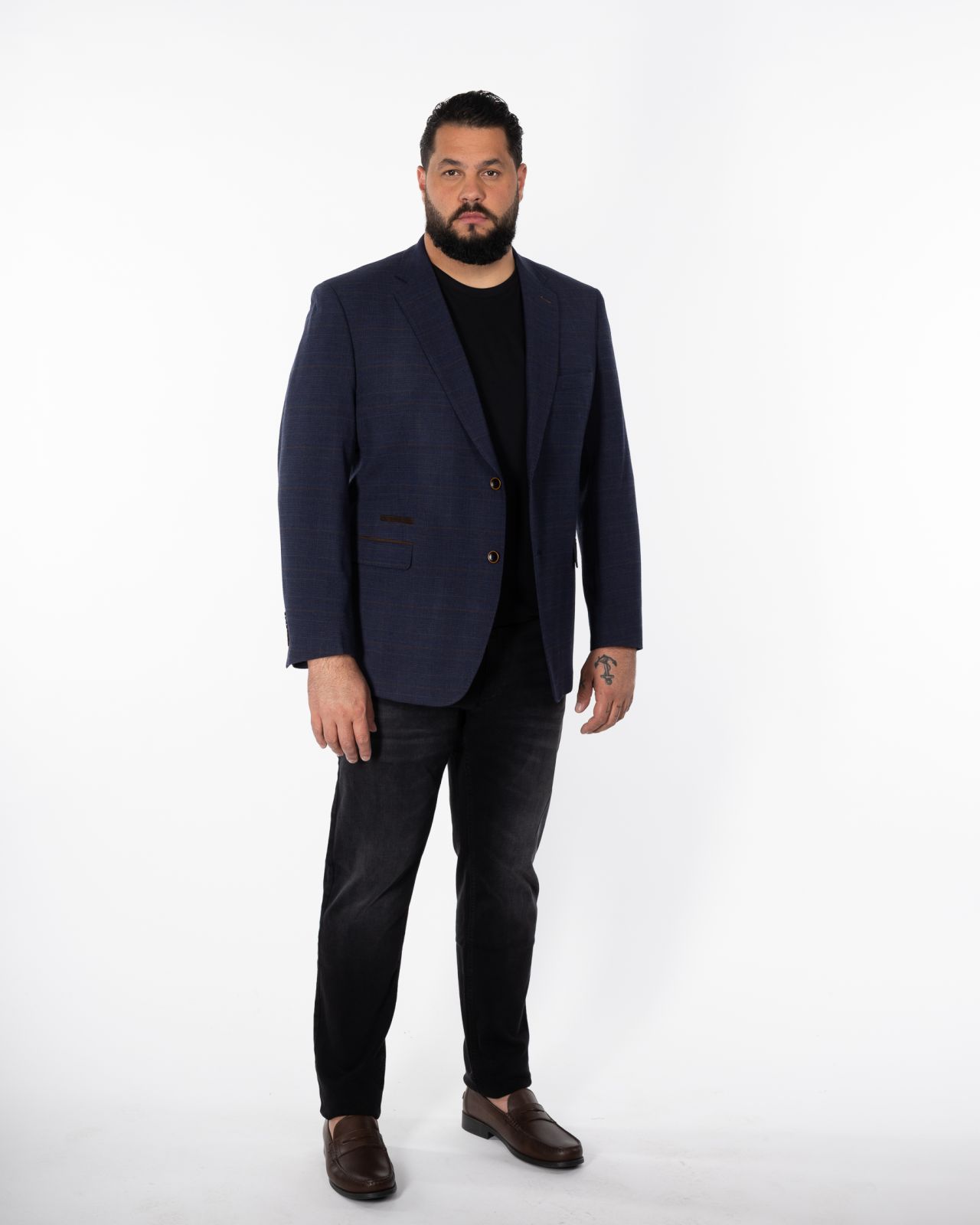 Veste Prince de Galles grande taille bleu marine