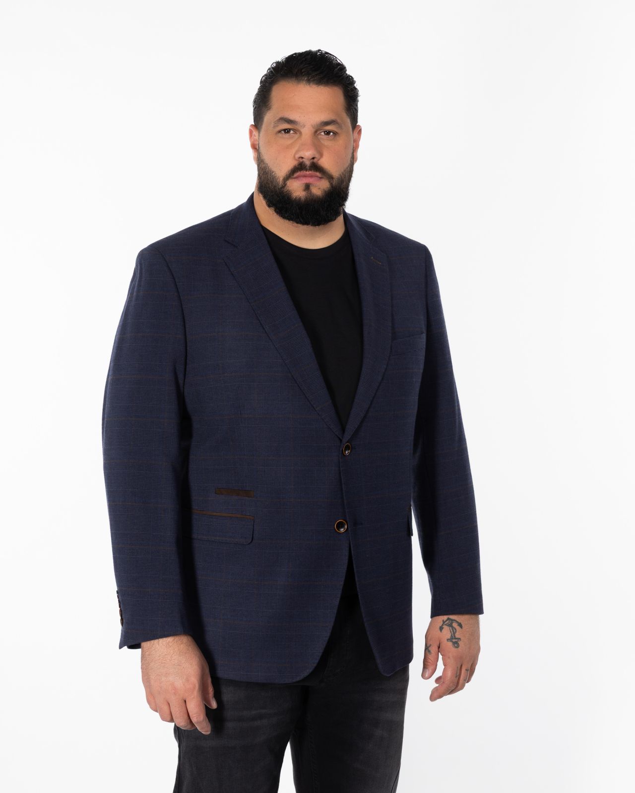 Veste Prince de Galles grande taille bleu marine