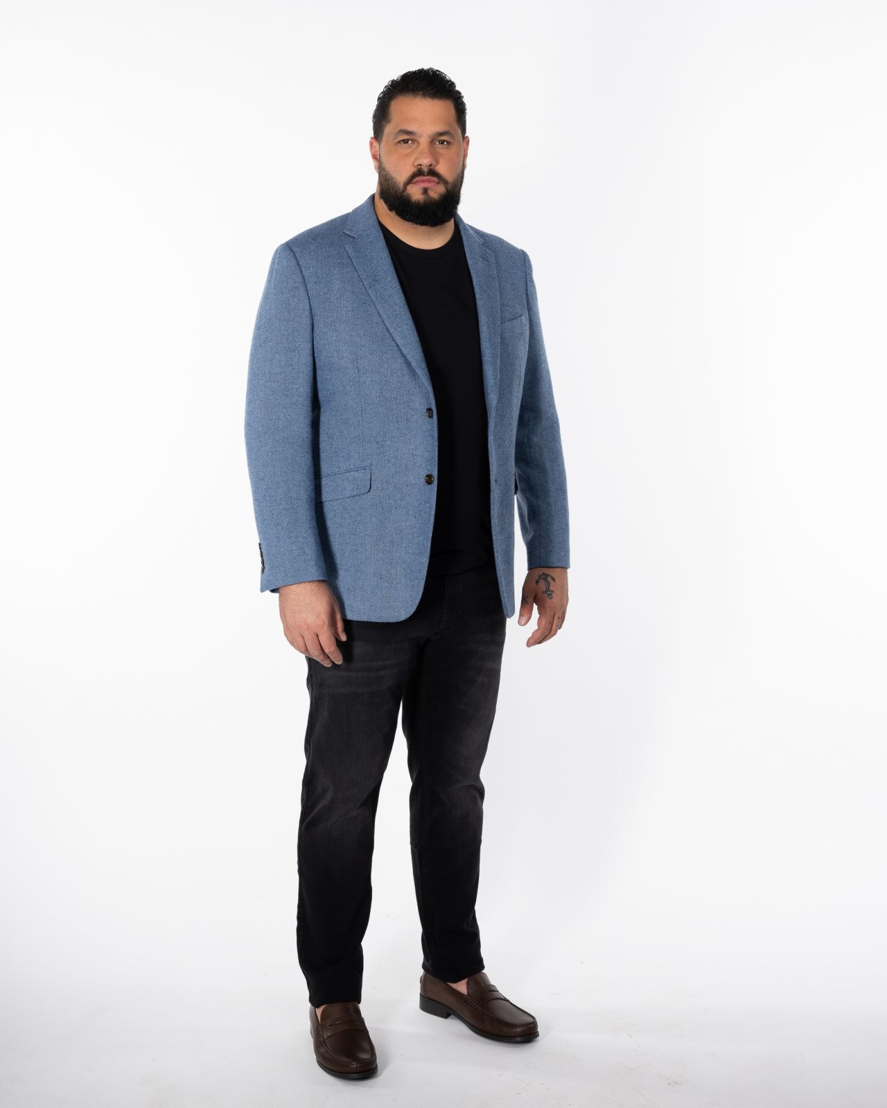 Veste en tweed grande taille bleu clair