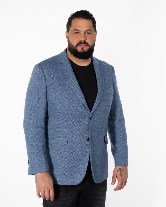 Veste en tweed grande taille bleu clair