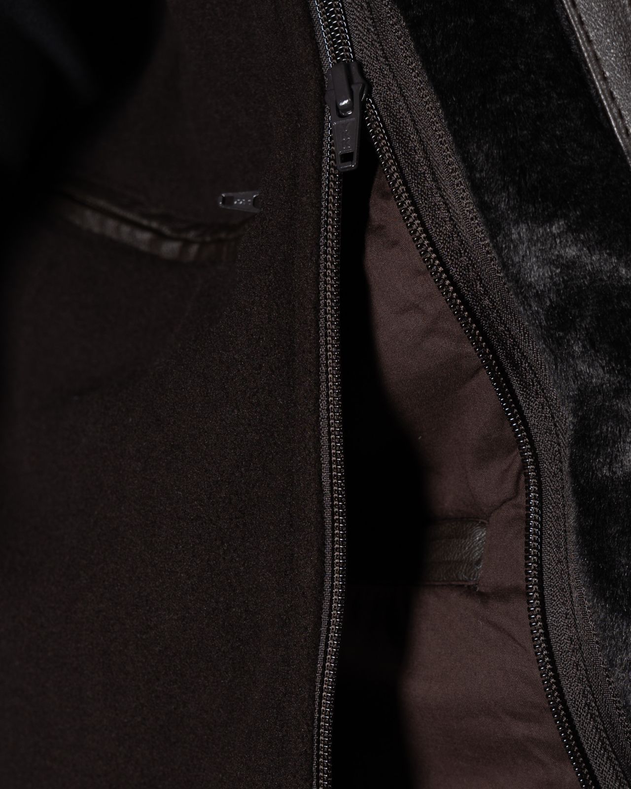 Parka en cuir 2 en 1 grande taille marron