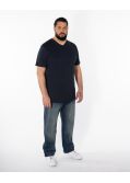T-shirt col V pour homme grand bleu marine