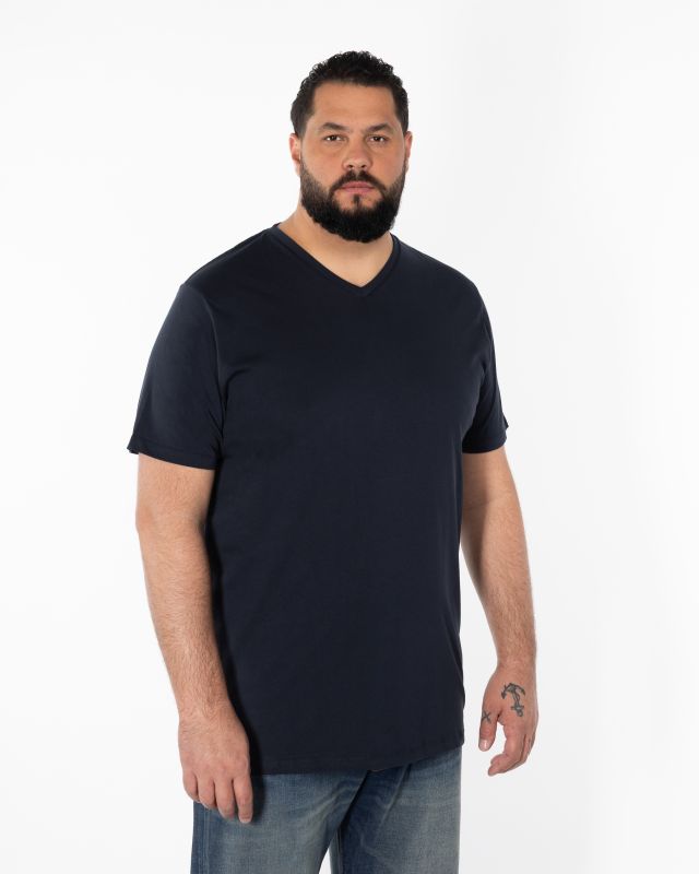 T-shirt col V pour homme grand bleu marine