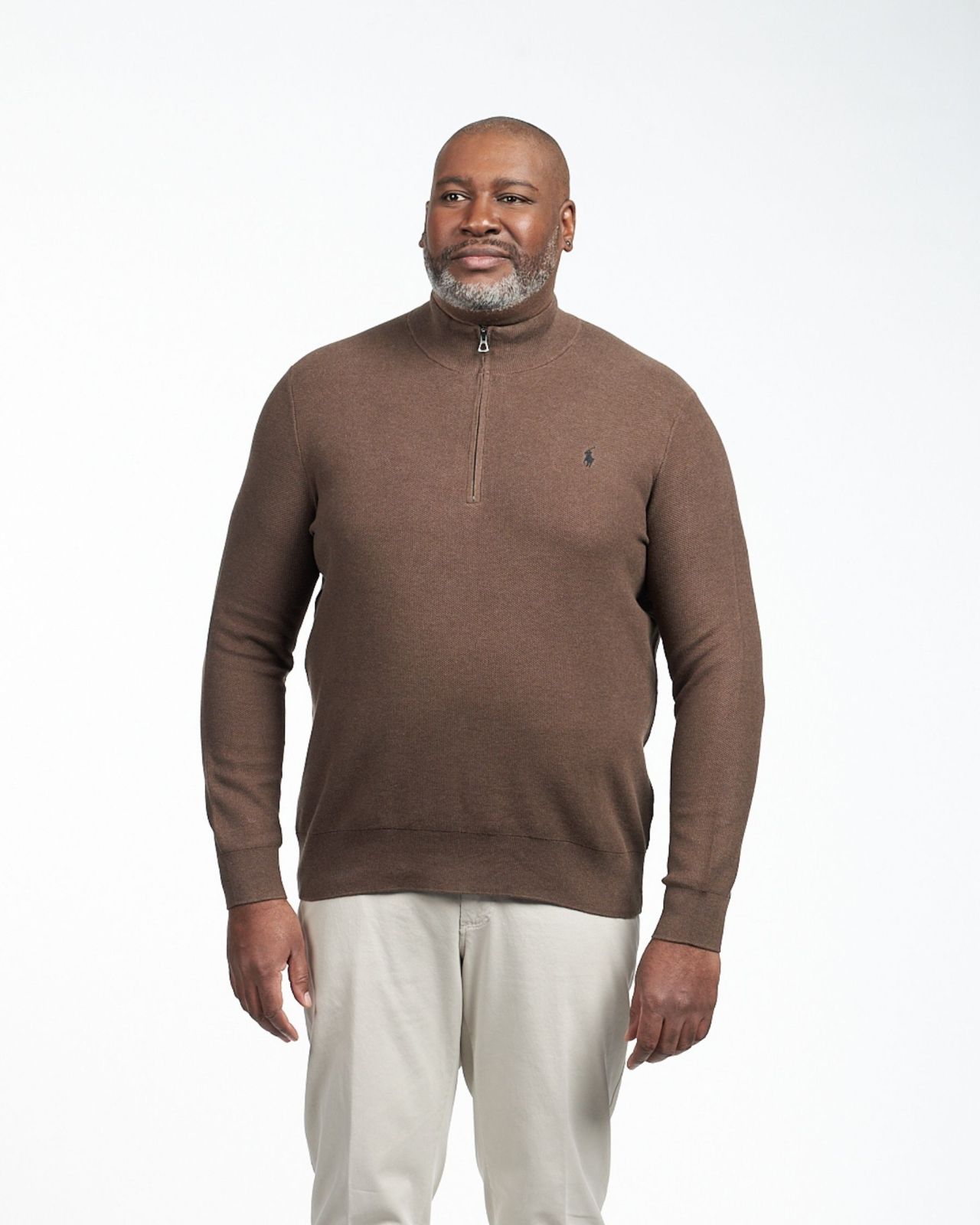 Pull col camionneur chiné grande taille marron