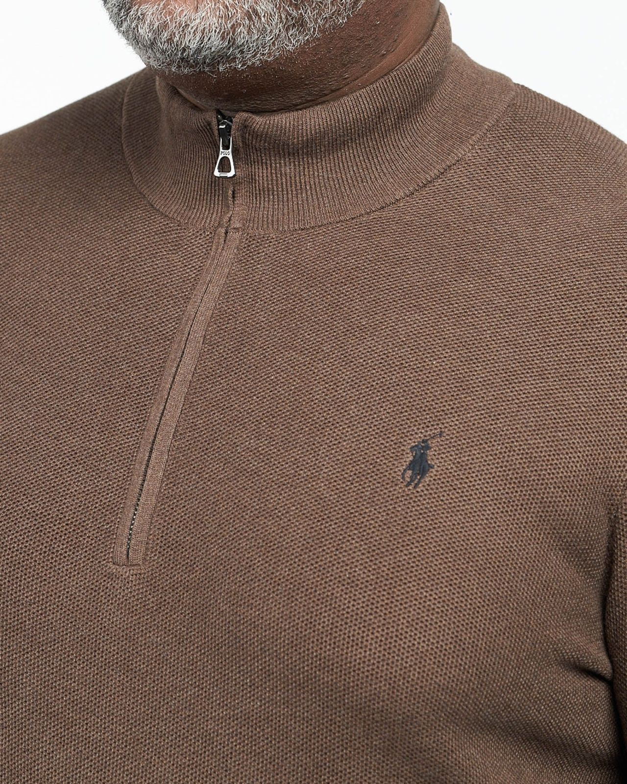 Pull col camionneur chiné grande taille marron