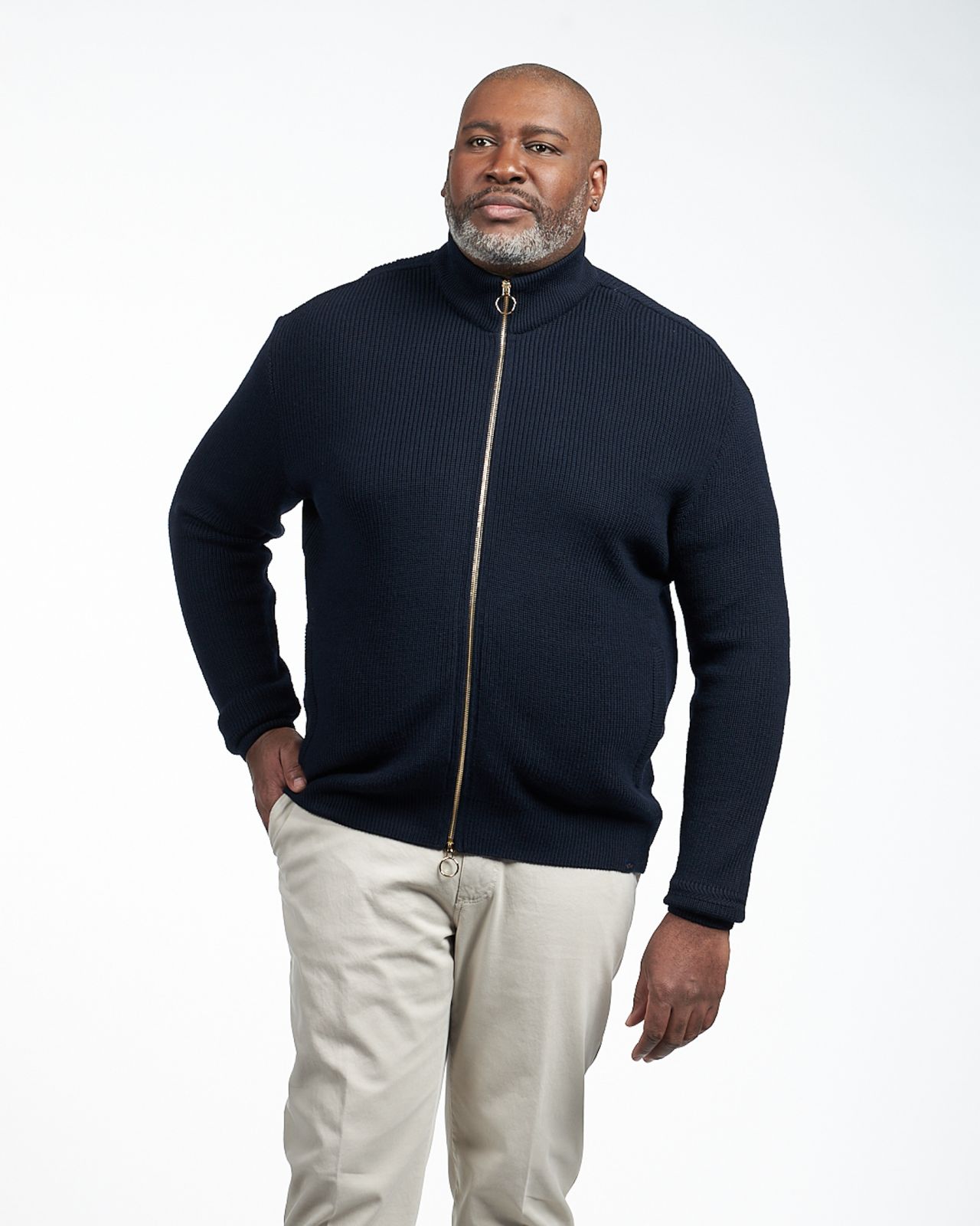 Gilet zippé grande taille bleu marine