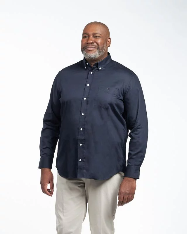 Chemise dobby grande taille bleu marine
