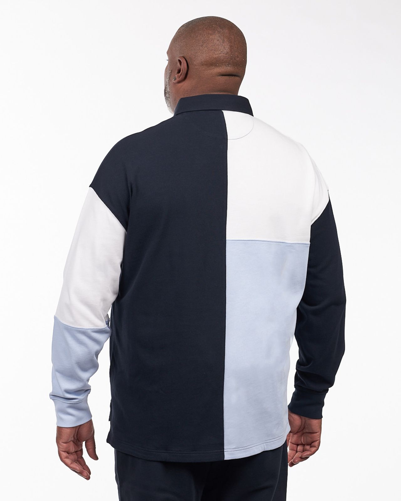 Polo manches longues jersey grande taille bleu marine