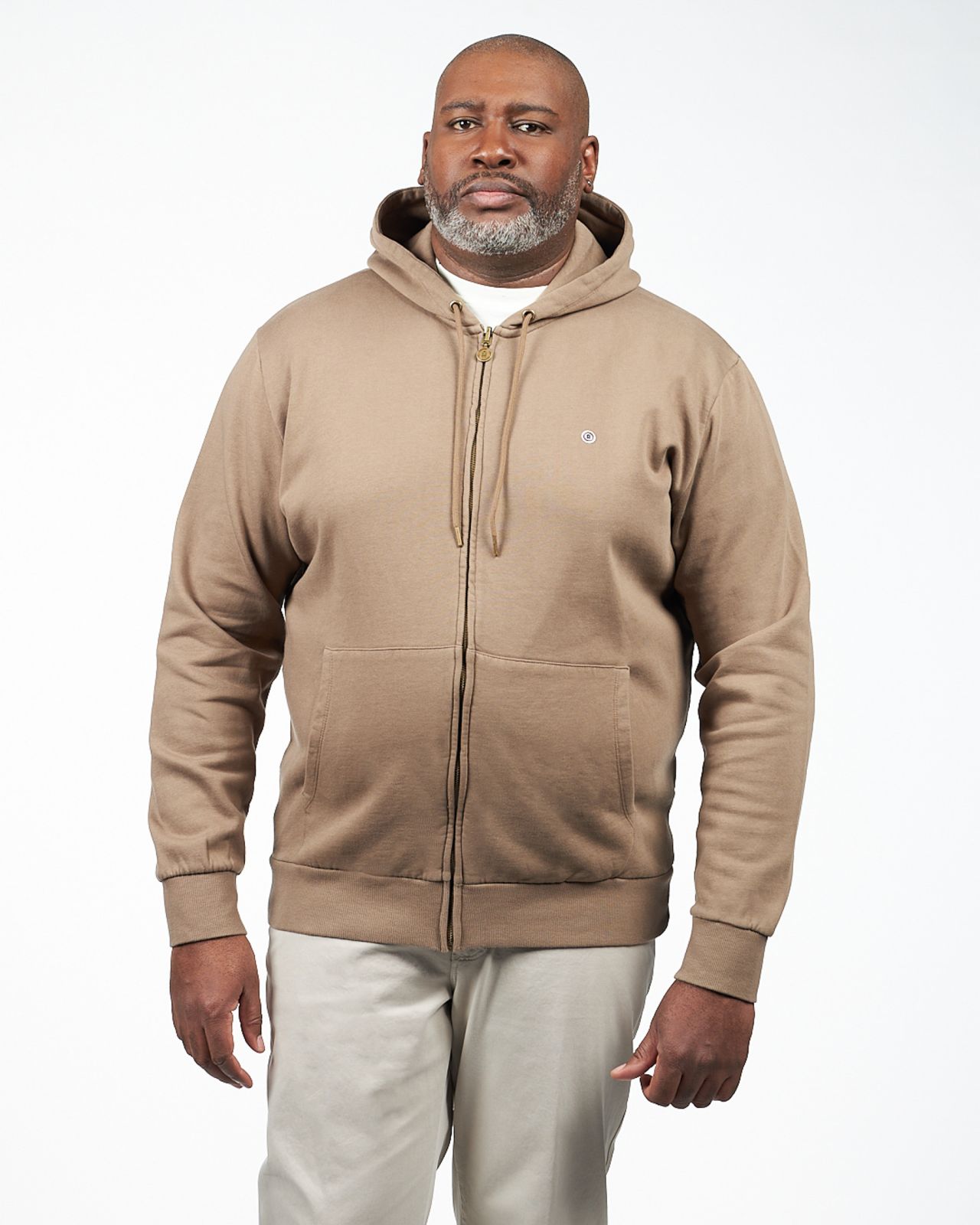 Sweat à capuche zippé grande taille marron