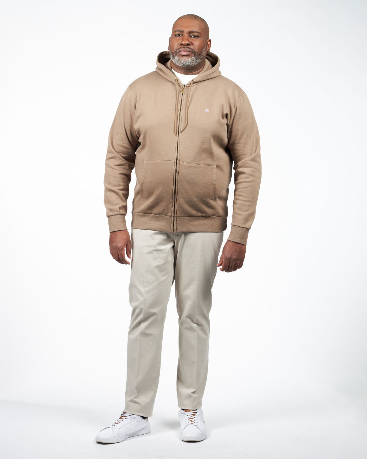 Sweat à capuche zippé grande taille marron