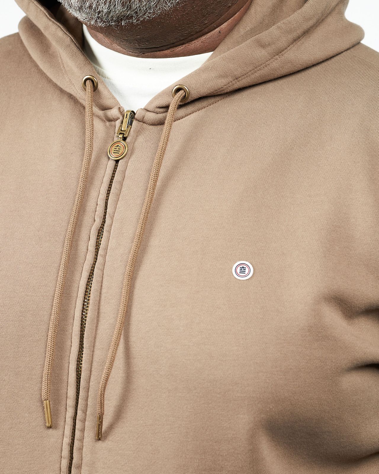 Sweat à capuche zippé grande taille marron