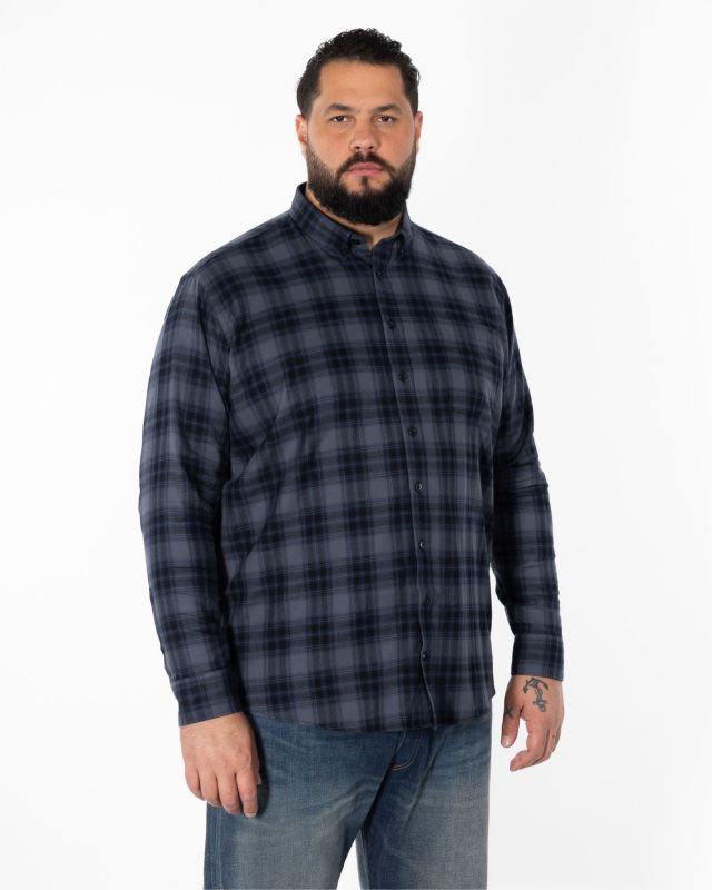 Chemise à carreaux grande taille bleu marine