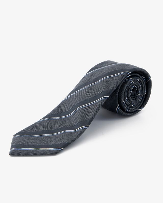 Cravate extra-longue 160 cm à rayures gris