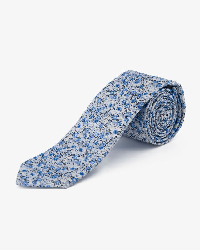 Cravate extra-longue 160 cm à fleurs gris