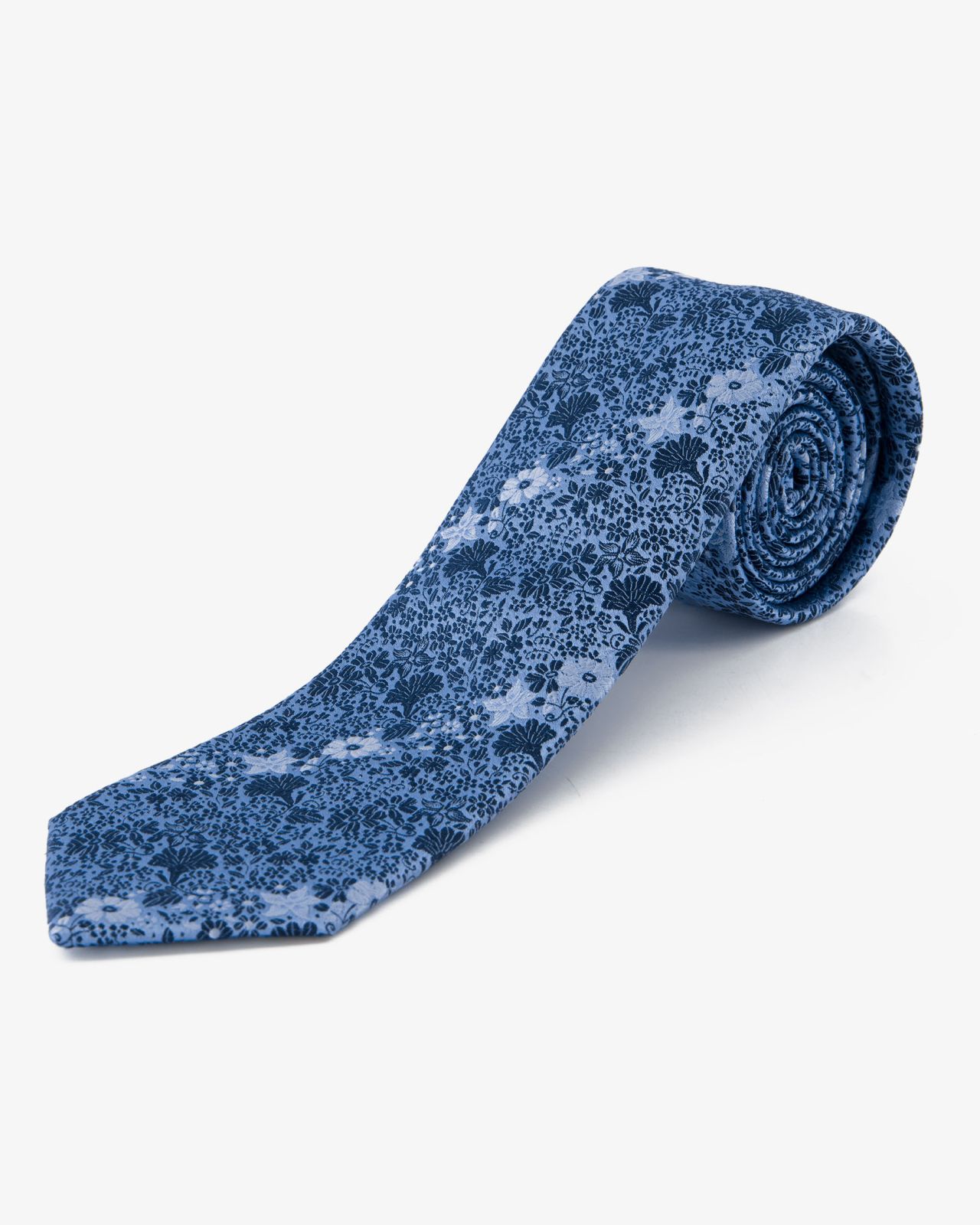 Cravate extra-longue 160 cm à fleurs bleu