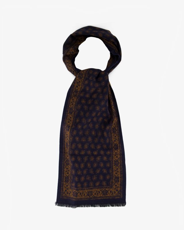 Echarpe de 2 mètres en soie grande taille bleu marine