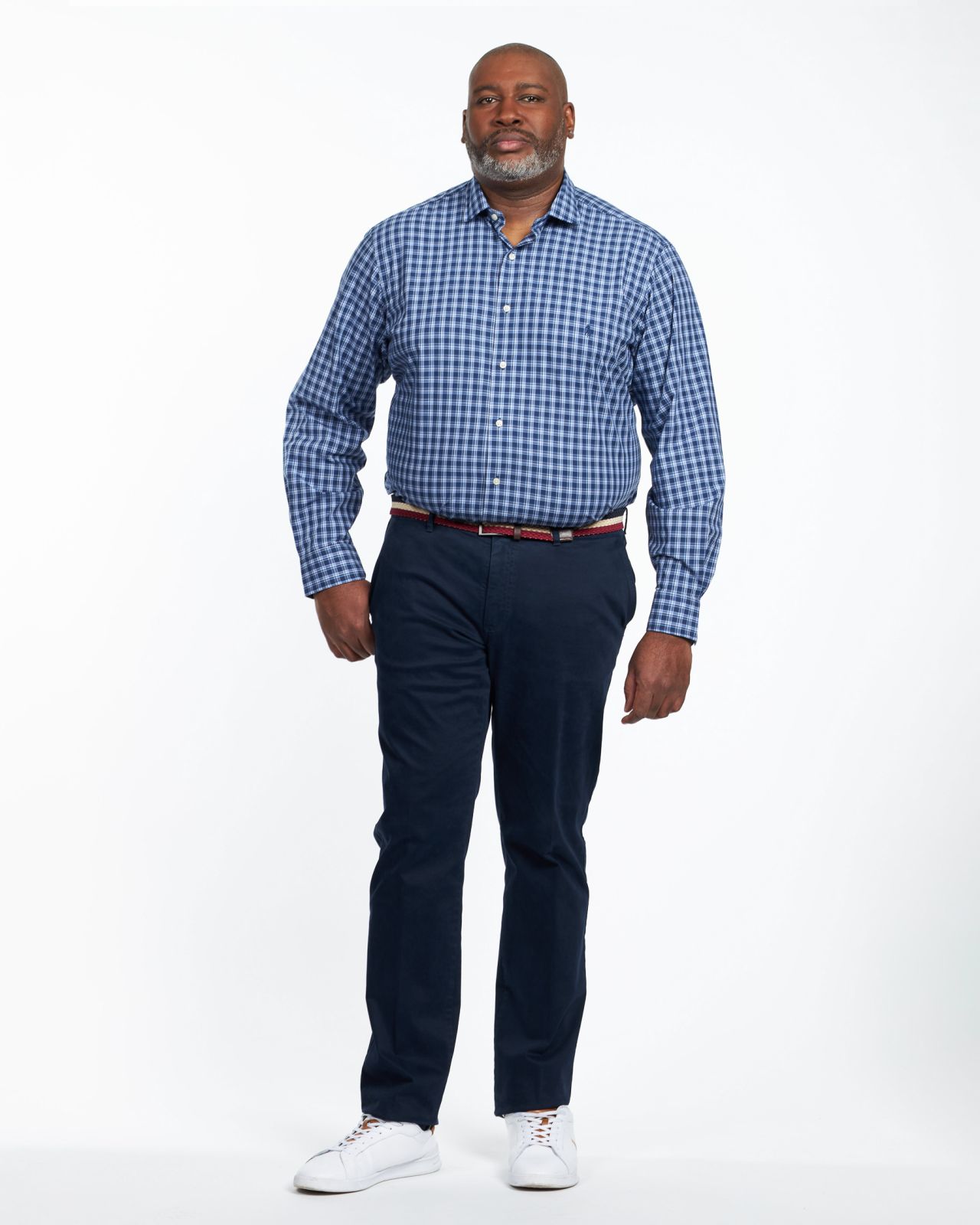 Chemise à carreaux grande taille bleu marine