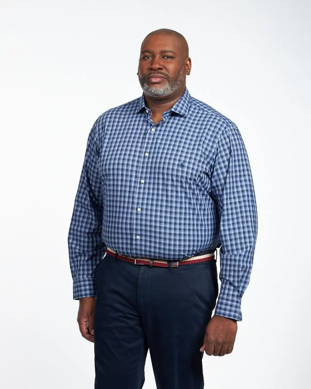 Chemise à carreaux grande taille bleu marine