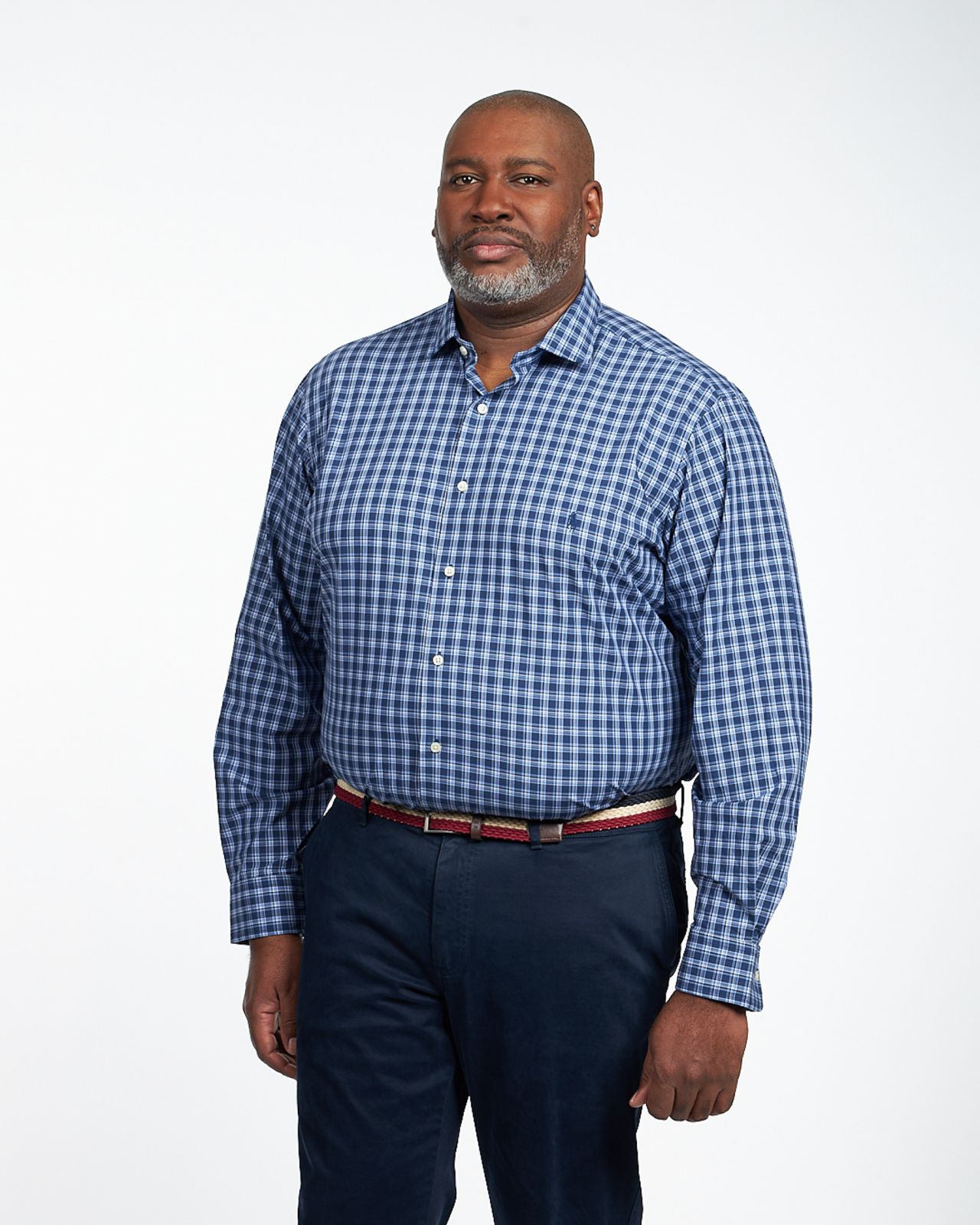 Chemise à carreaux grande taille bleu marine