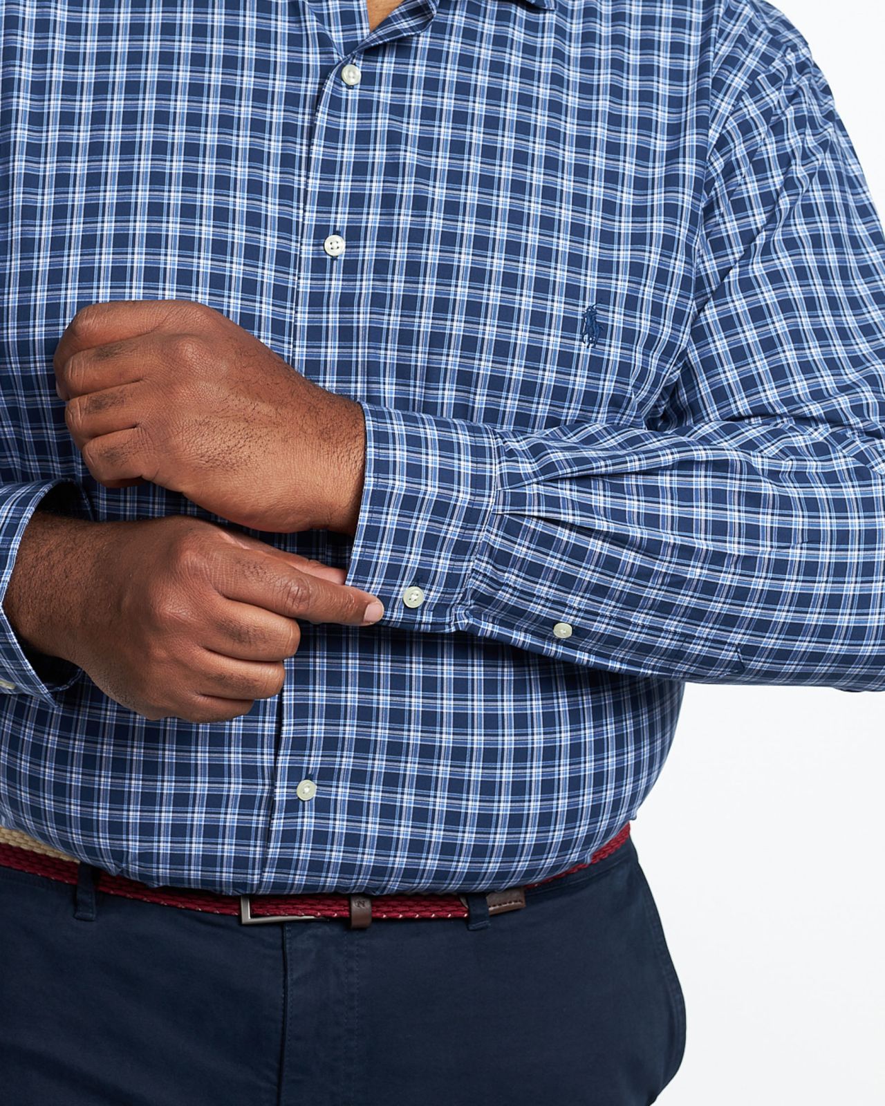 Chemise à carreaux grande taille bleu marine