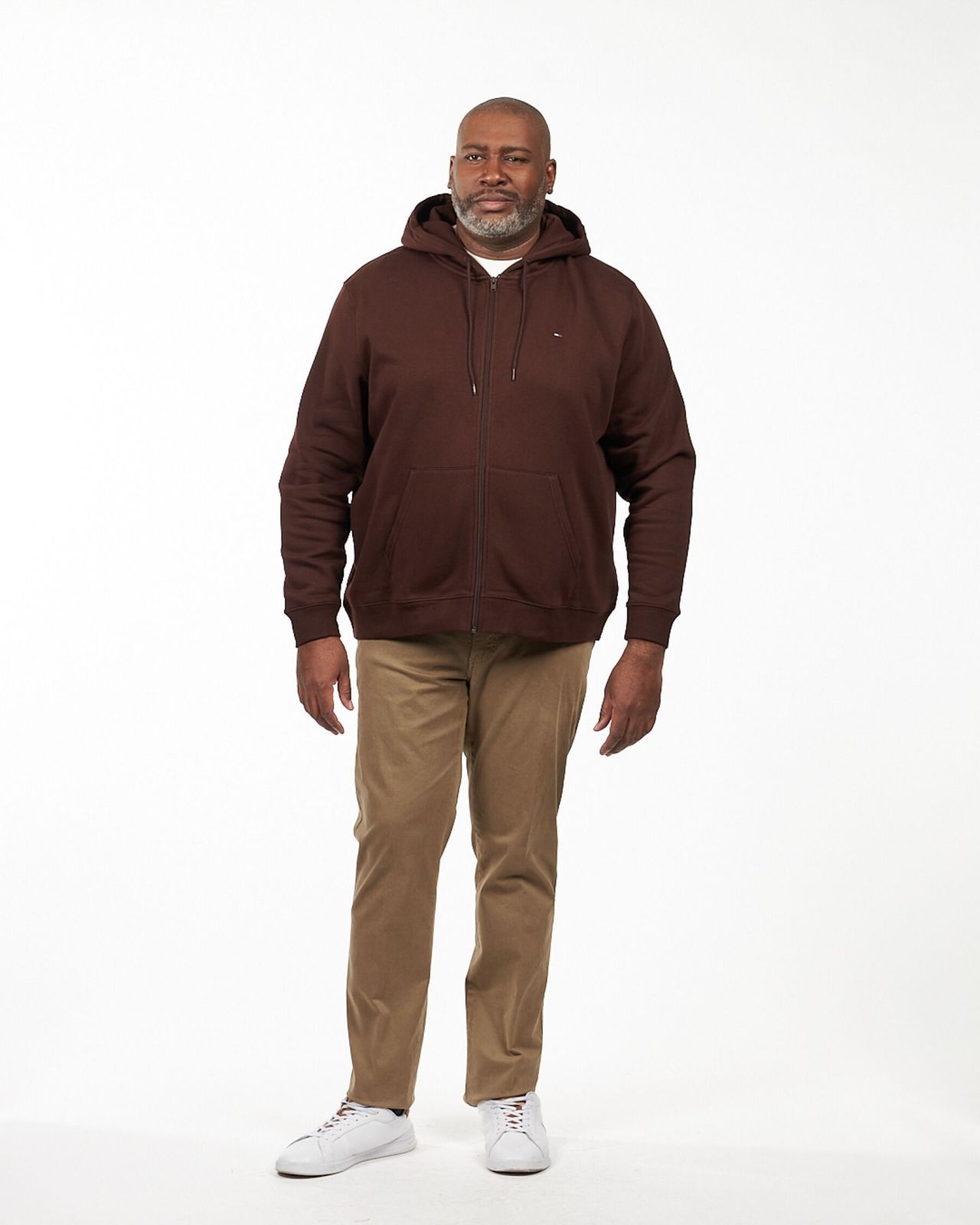 Sweat col rond zippé grande taille marron