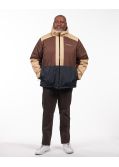Parka color block grande taille marron