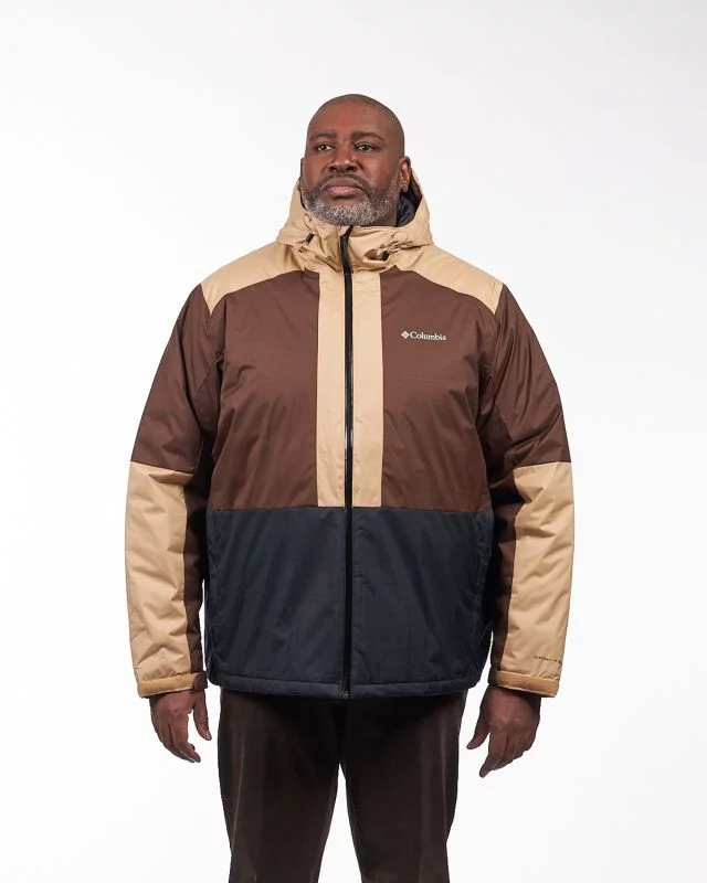 Parka color block grande taille marron