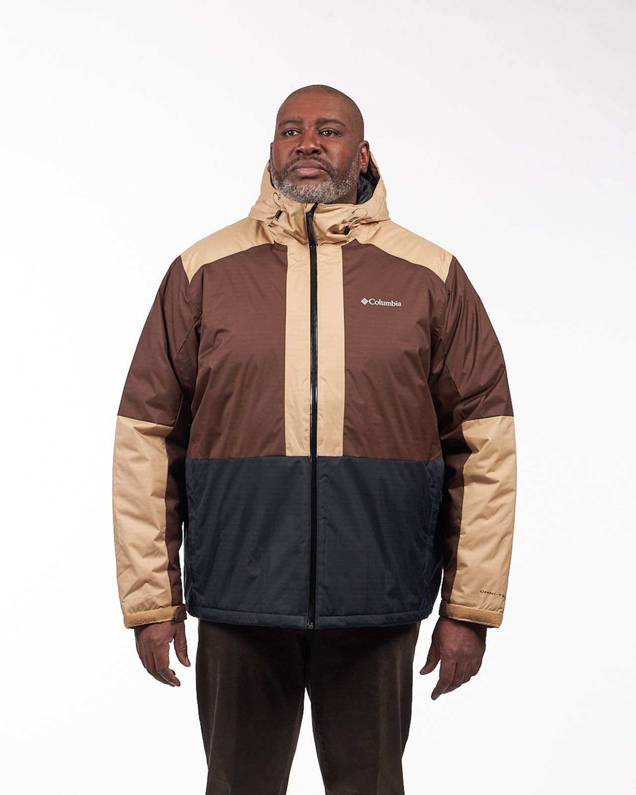 Parka color block grande taille marron