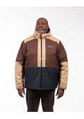 Parka color block grande taille marron