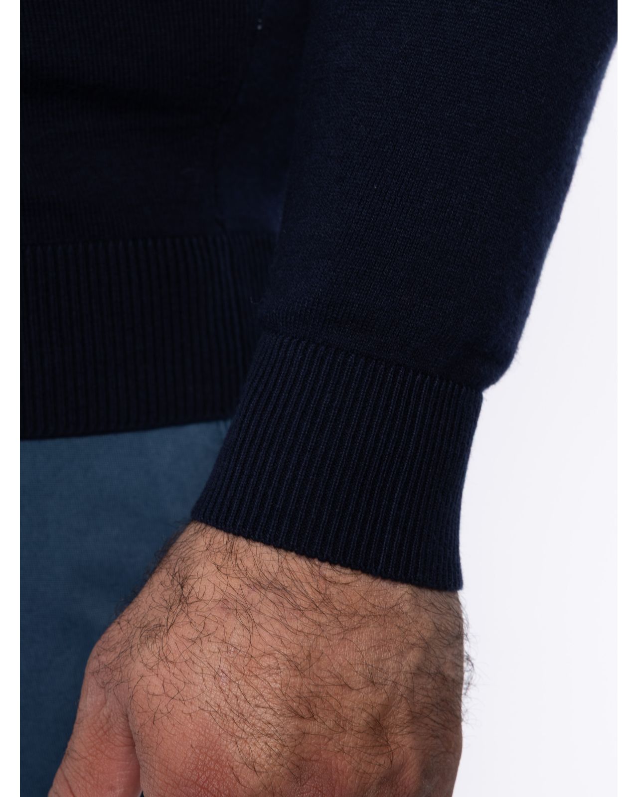 Pull en coton et laine grande taille bleu marine