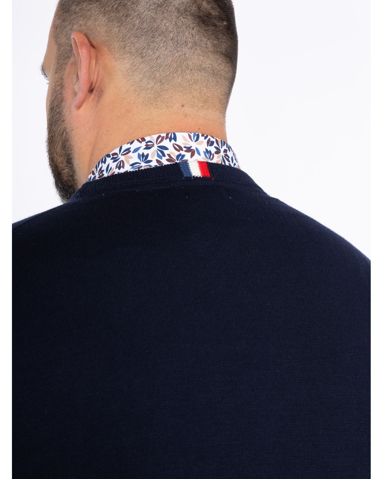 Pull en coton et laine grande taille bleu marine