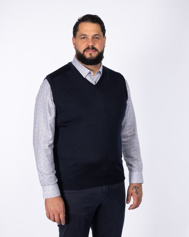 Pull mérinos grande taille bleu marine