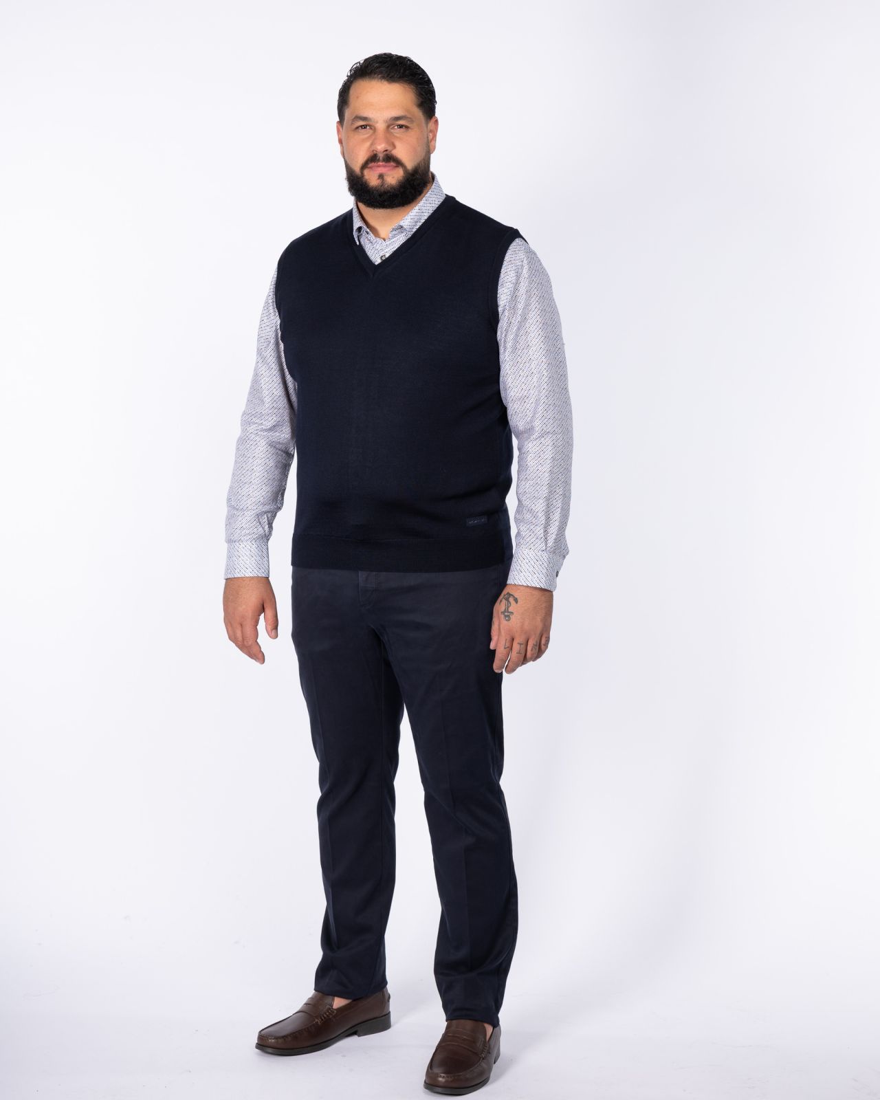 Pull mérinos grande taille bleu marine