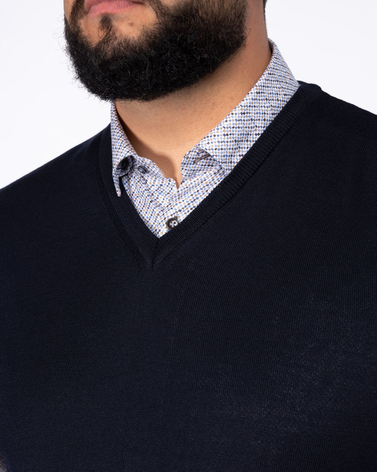 Pull mérinos grande taille bleu marine