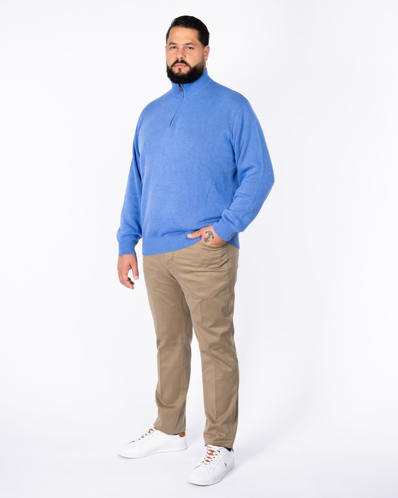 Pantalon chino grande taille armuré beige