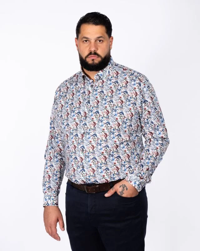 Chemise facile à repasser grande taille bleu