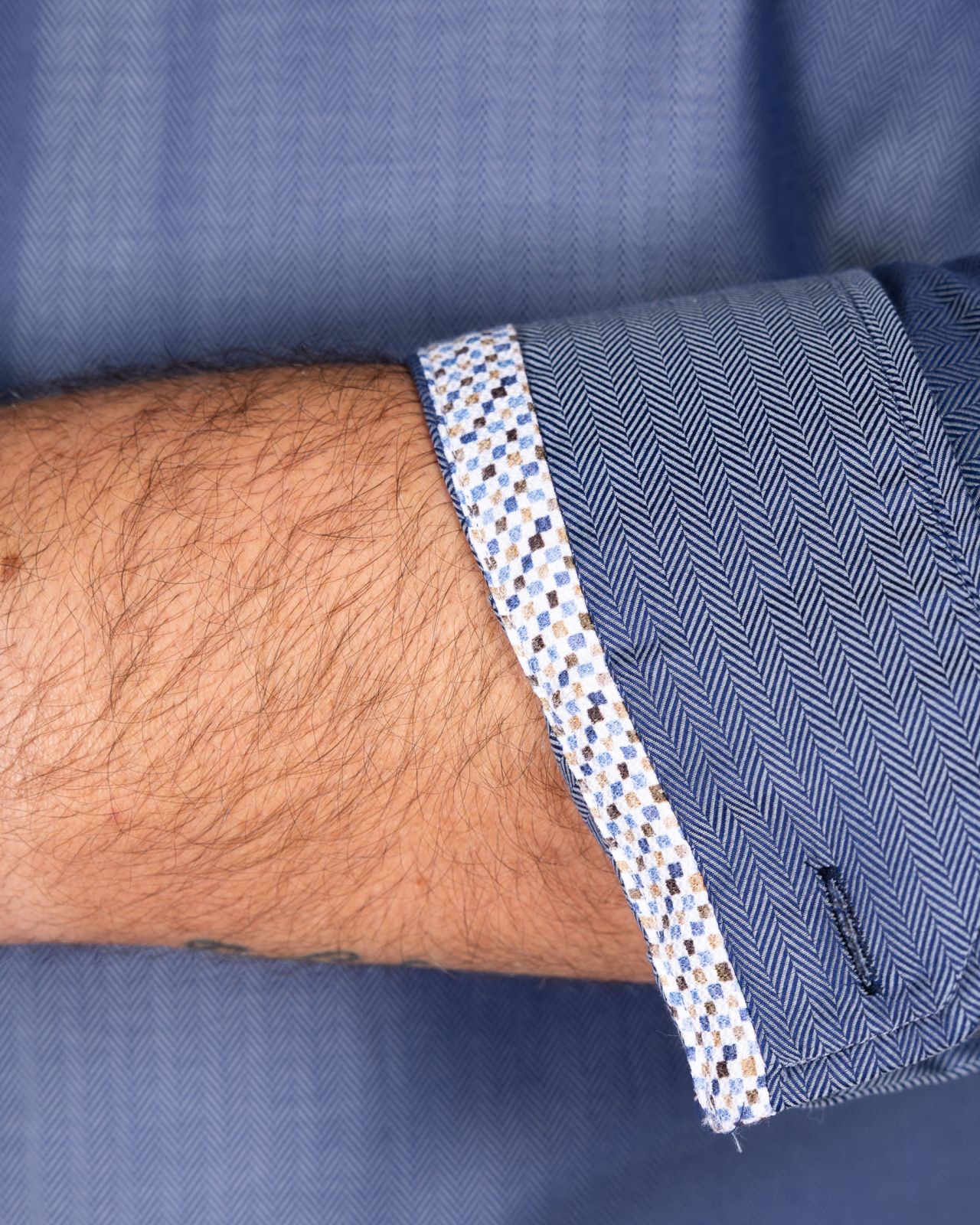 Chemise chevron facile à repasser grande taille bleu