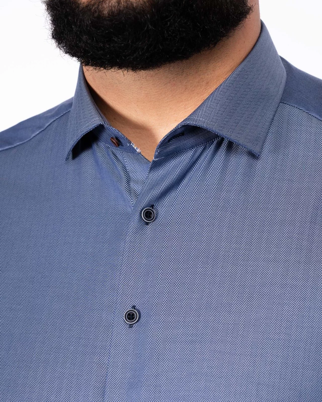 Chemise chevron facile à repasser grande taille bleu