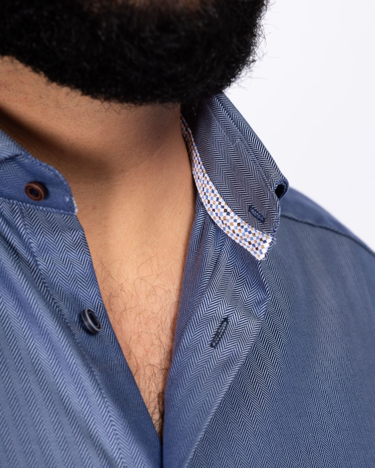 Chemise chevron facile à repasser grande taille bleu