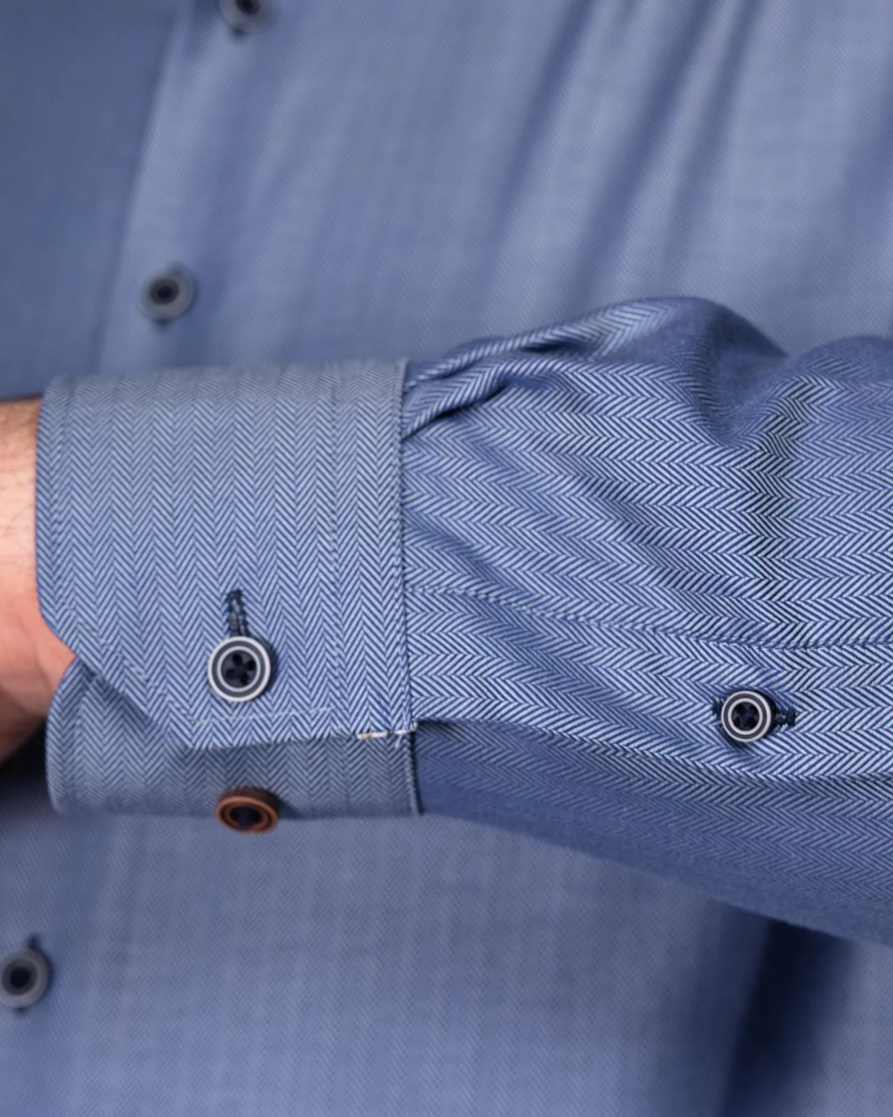 Chemise chevron facile à repasser grande taille bleu