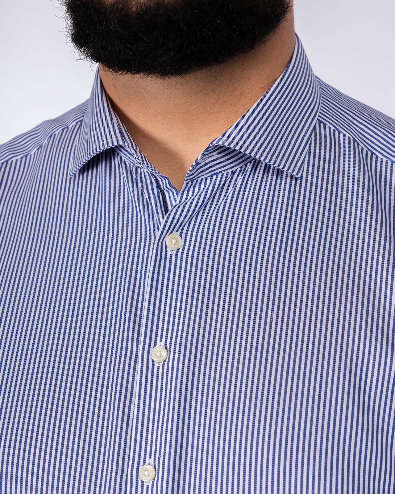 Chemise non iron à rayures bâtons grande taille bleu marine