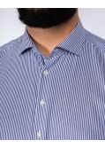 Chemise non iron à rayures bâtons grande taille bleu marine