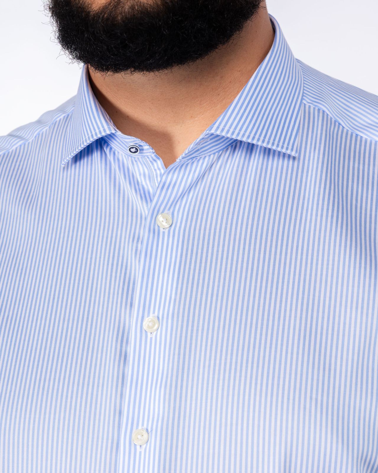 Chemise non iron à rayures bâtons grande taille bleu