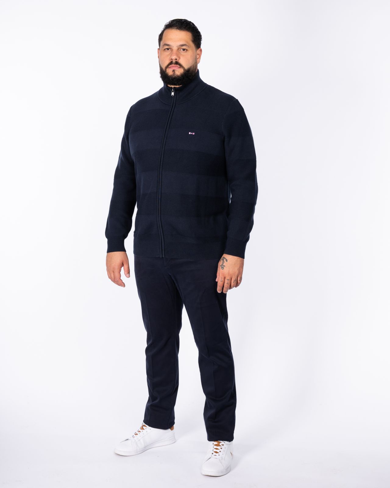 Pantalon chino grande taille armuré bleu marine