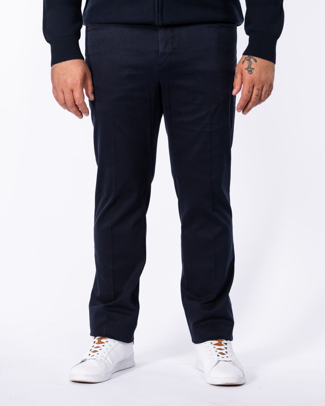 Pantalon chino grande taille armuré bleu marine