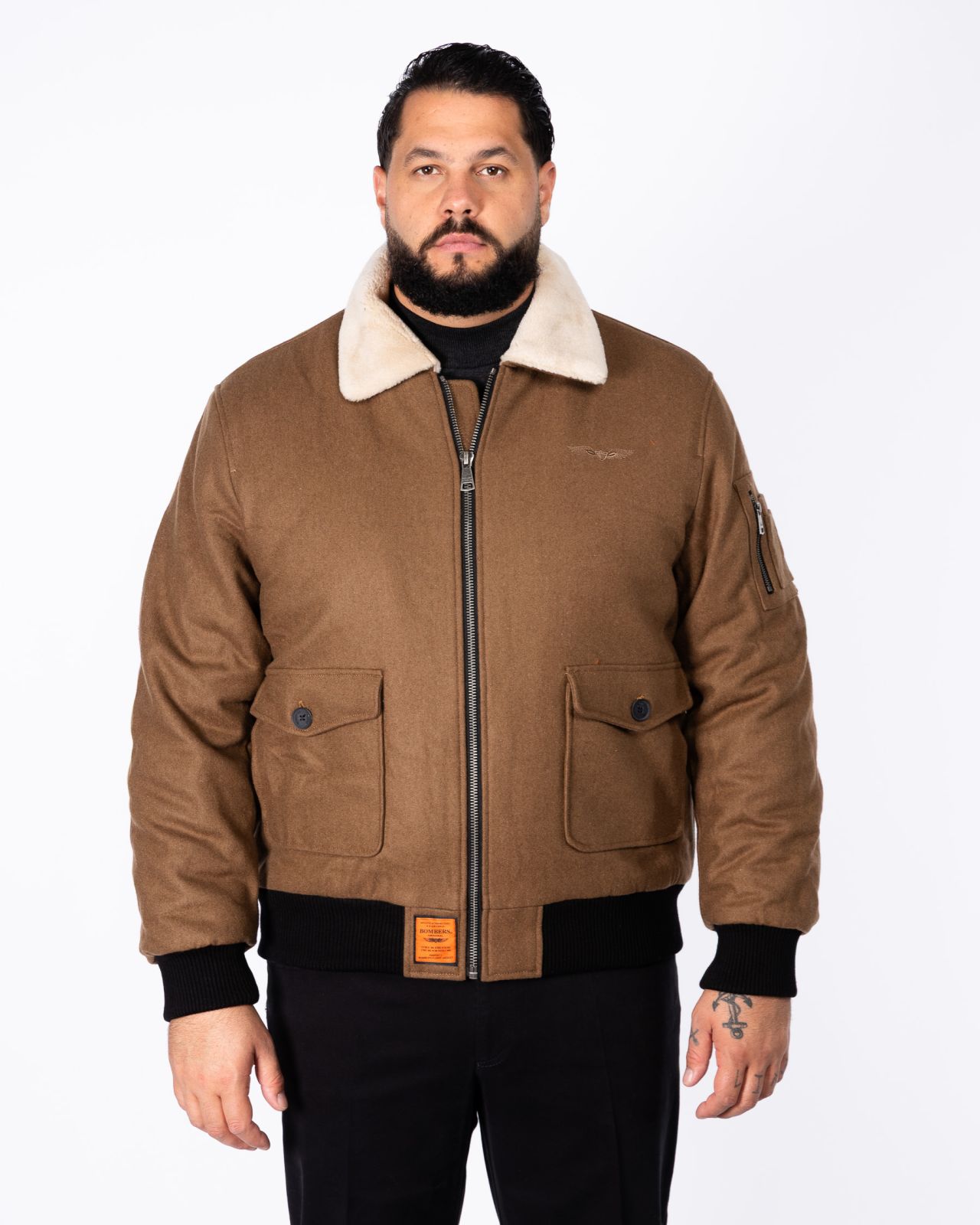 Blouson aviateur grande taille marron