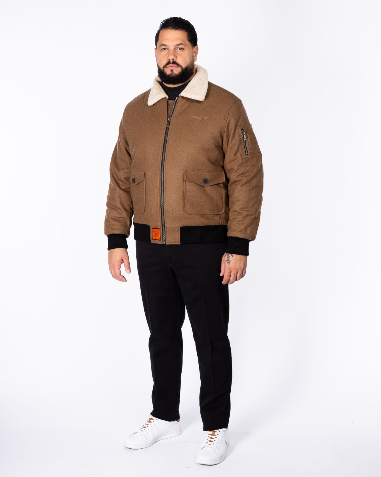 Blouson aviateur grande taille marron