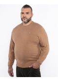 Pull en coton et laine grande taille marron