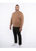 Pull en coton et laine grande taille marron