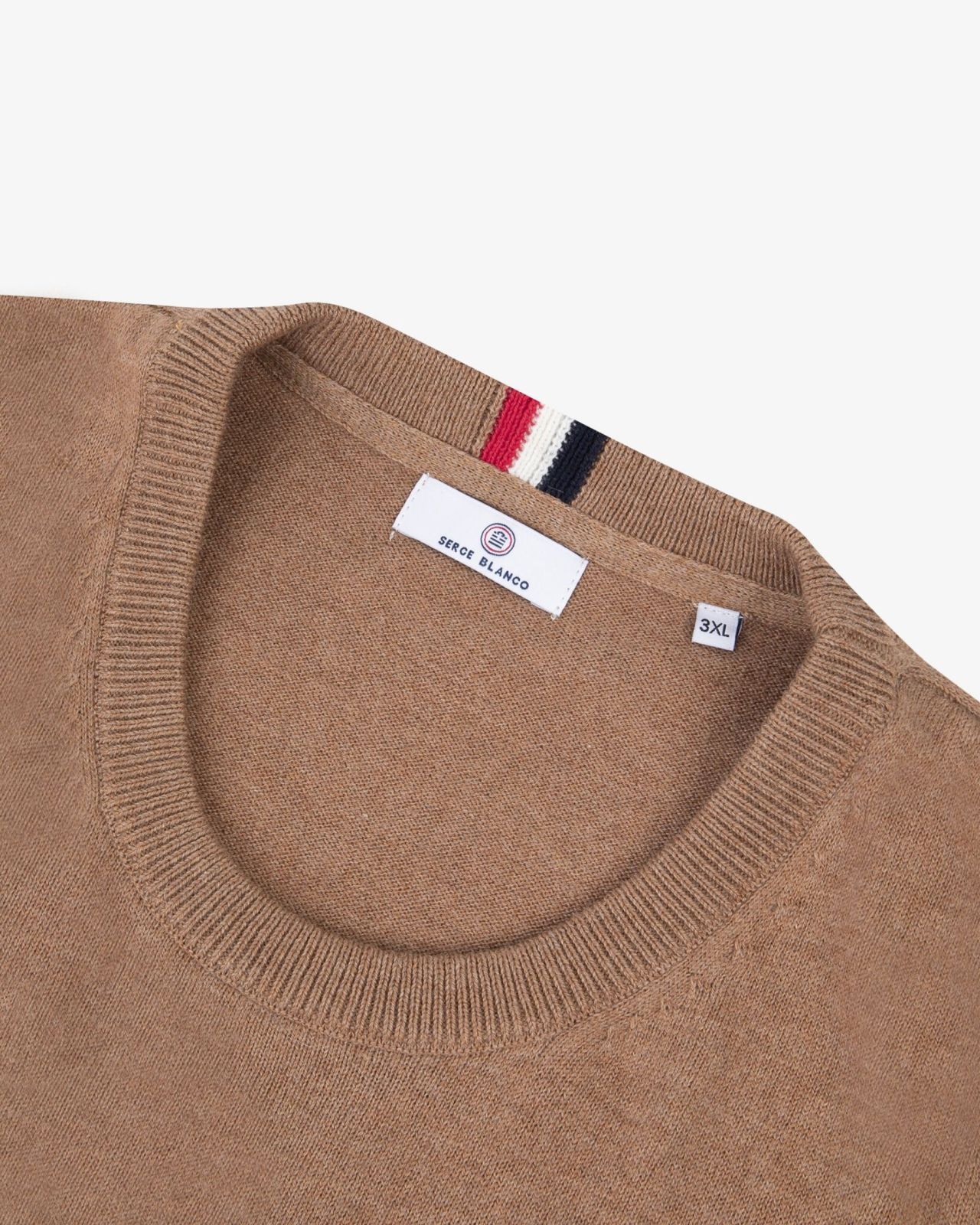 Pull en coton et laine grande taille marron